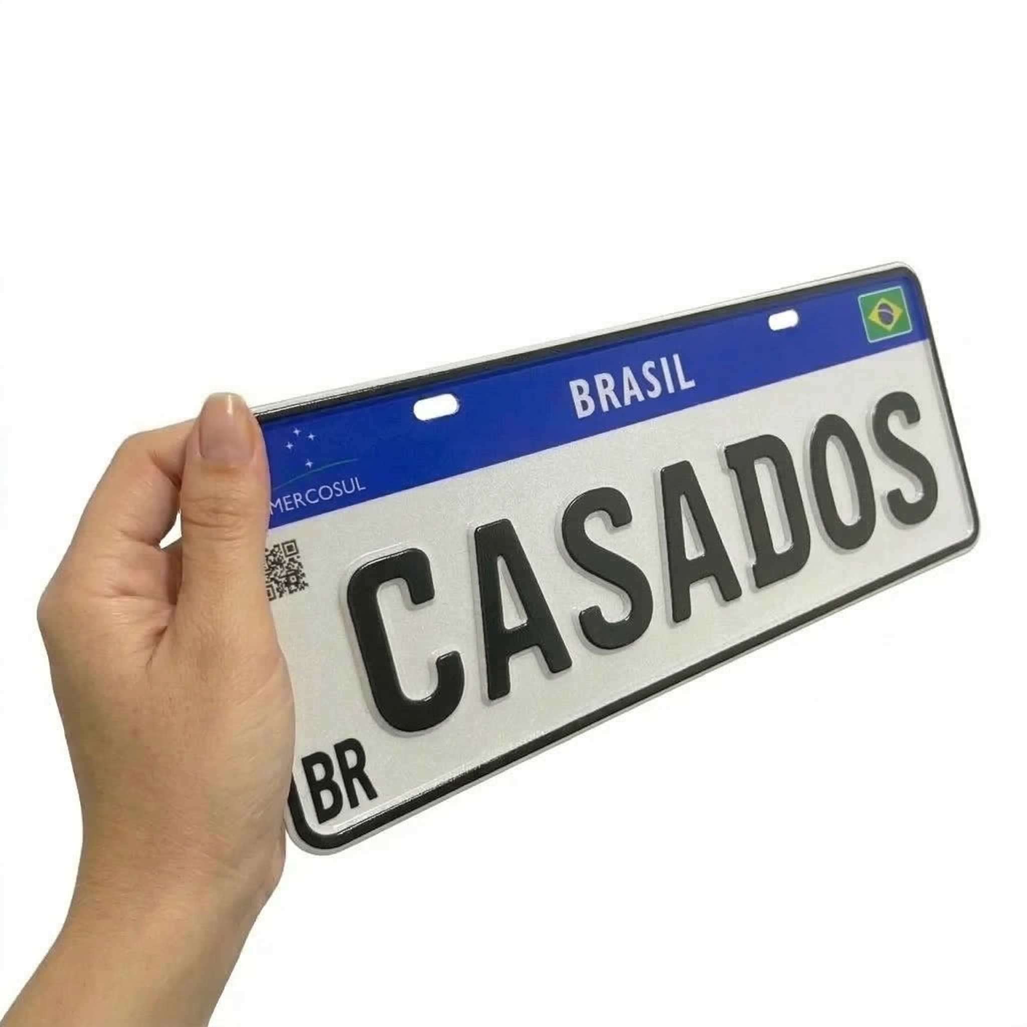 Placa Mercosul personalizada com data de casamento