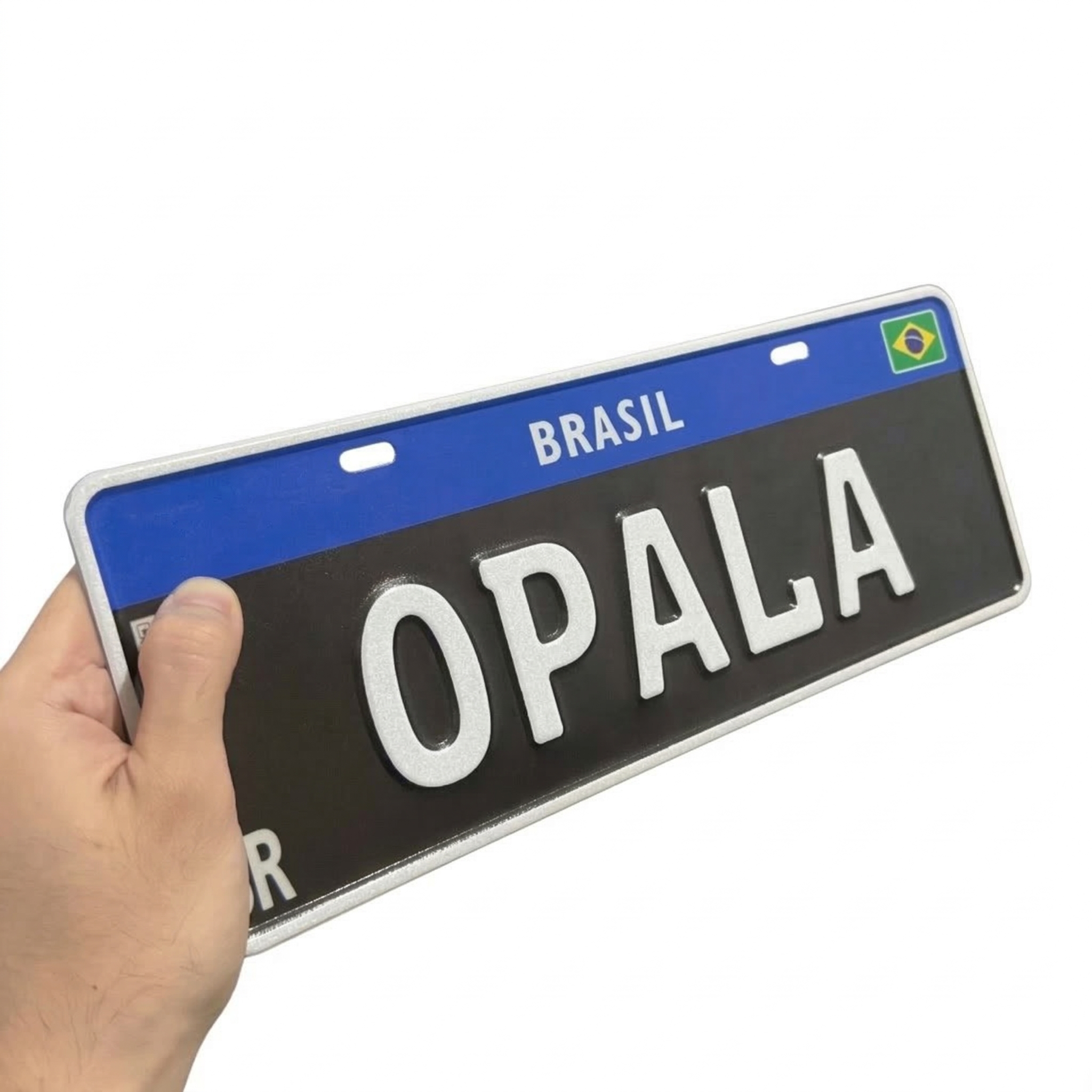 Placa colecionador preta personalizada em Opala